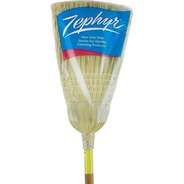 Zephyr Warehouse Broom, 34 Sweep Face, Natural Fiber Bristle, Amber, Chickasaw, Mfr#: 33036